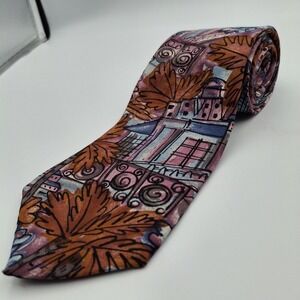 Cambridge Classics Neck Tie Silk Abstract Cityscape Urban Meets Nature Theme‎